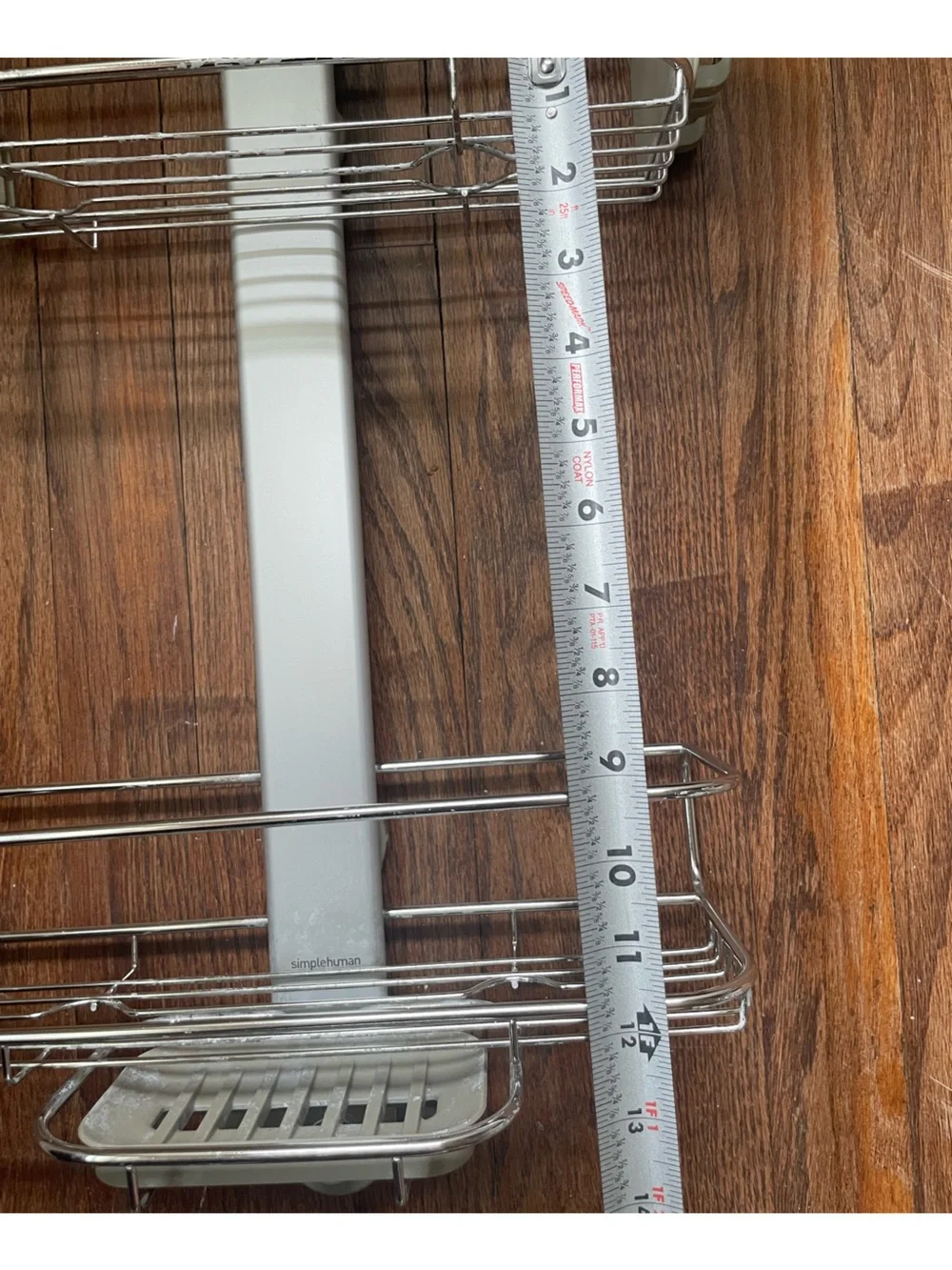 Simplehuman Silver and Gray Two-Tier Adjustable Shower Caddy